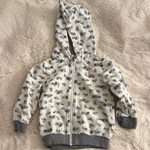petit bateau Hooded Zip-Up - White with Tiger print